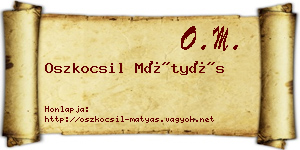 Oszkocsil Mátyás névjegykártya